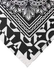Black Bandana Print Silk Neck Foulard Scarf