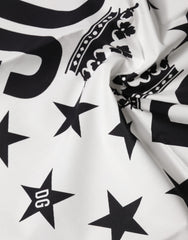 White DG Crown Print Square Foulard 52cm x 50.5cm Scarf
