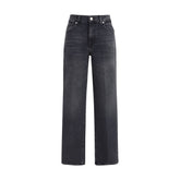 Black Cotton Straight-Leg Jeans