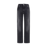 Black Cotton Straight-Leg Jeans