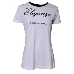 White Eleganza Cotton Crew Neck Tee T-shirt