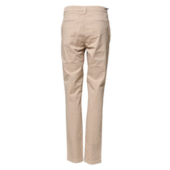 Beige Straight Mid Waist Chino Trouser Casual Pants
