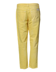 Yellow Tapered Mid Waist Denim Trouser Jeans