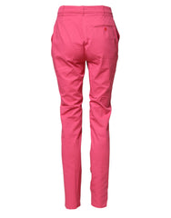 Pink Skinny High Waist Chino Trouser Pants