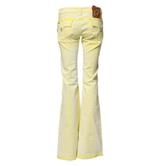 Yellow Cotton Bootcut Low Waist Denim Trouser Jeans