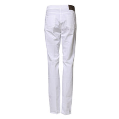 White Cotton Skinny Mid Waist Chino Trouser Pants