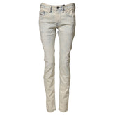 White Mid Waist Skinny Denin Casual Cotton Trouser Jeans