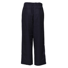 Navy Blue Straight High Waist Chino Casual Trouser Pants