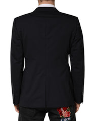 Black Wool Single Breasted 2 Button Blazer