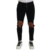 Black Cotton Skinny Pants