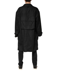 Black Pockets Collared Trench Coat Jacket