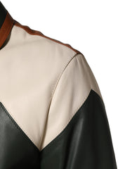 Multicolor Leather Full Zip men Biker Jacket