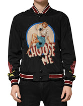 Black Pin Up Button Down Men Bomber Jacket