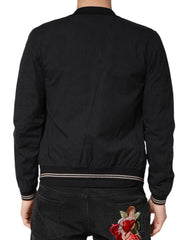 Dark Blue Cotton Full Zip Bomber Men Jacket