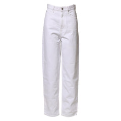 White High Waist Straight Denim Jeans
