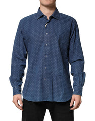 Blue Button Down Long Sleeves Men Shirt