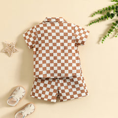Cotton And Linen Short Sleeve Lapel Polo Shirt Two-piece Set