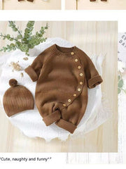 Babies' Knit Jumpsuit Male And Female Baby Sweater