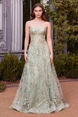 فستان من الدانتيل الزهري مع عباءة - 1