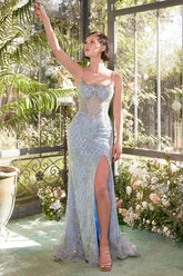 Crystal Neckline Beaded Gown-0