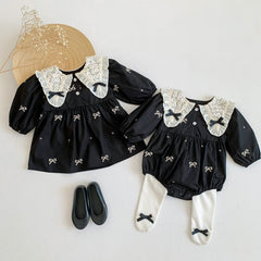 Autumn Clothes Baby's Gown Doll Collar Lace Embroidery