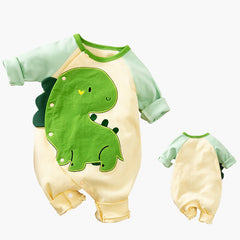 Baby Cartoon Crawling Clothes Cotton Long-sleeved Breasted Romper