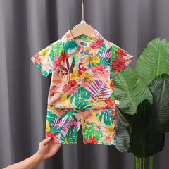 Short Sleeve Shorts Suit Beach Cartoon Full Print