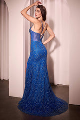 Fitted Glitter Printed Gown Black-1