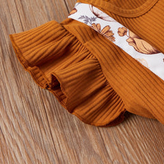 Girls' Fashion Simple Cotton Pit Strip Sling Printed Harness Skirt Set