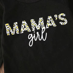 Long Sleeve Black Onesie Yellow Letter Three-piece Set