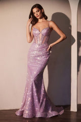 Fit & Flare Sequin Corset Back Gown-0