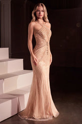Fitted Halter Beaded Gown-0
