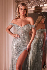 Off The Shoulder Sequin Gown 2-3