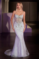 Fitted Pearl & Crystal Gown-0