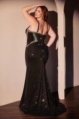 Curve Fitted Black Glimmering Dress-1