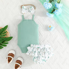 Summer Cute Baby Girl Solid Color Romper Shorts