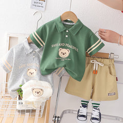 Short-sleeved Suit Baby Polo Shirt Two-piece Suit