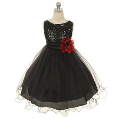 Rose flower bowknot girls dress wedding dress princess