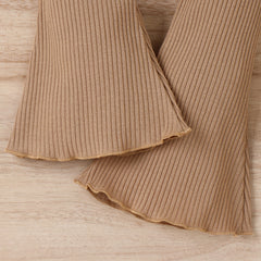 Children's Clothing Springummer Young And Little Girls Sling Lace-collared Blouse Horn Sunken Stripe Trousers Two-piece Suit