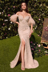 Pearls & Diamond Feather Gown-0