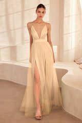 Empire Cut Dress With Deep V Neckline-2