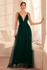 Empire Cut Dress With Deep V Neckline-3