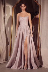 Strapless A-line dress with round neckline and bodice-0