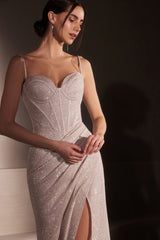 Sparkly Fitted Dress With Sweetheart Neckline And Delicate Thin Straps-2