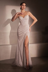 Sparkly Fitted Dress With Sweetheart Neckline And Delicate Thin Straps-3