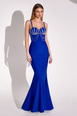 Beaded Draped Bodice Sweetheart Neckline Bodycon Dress-2