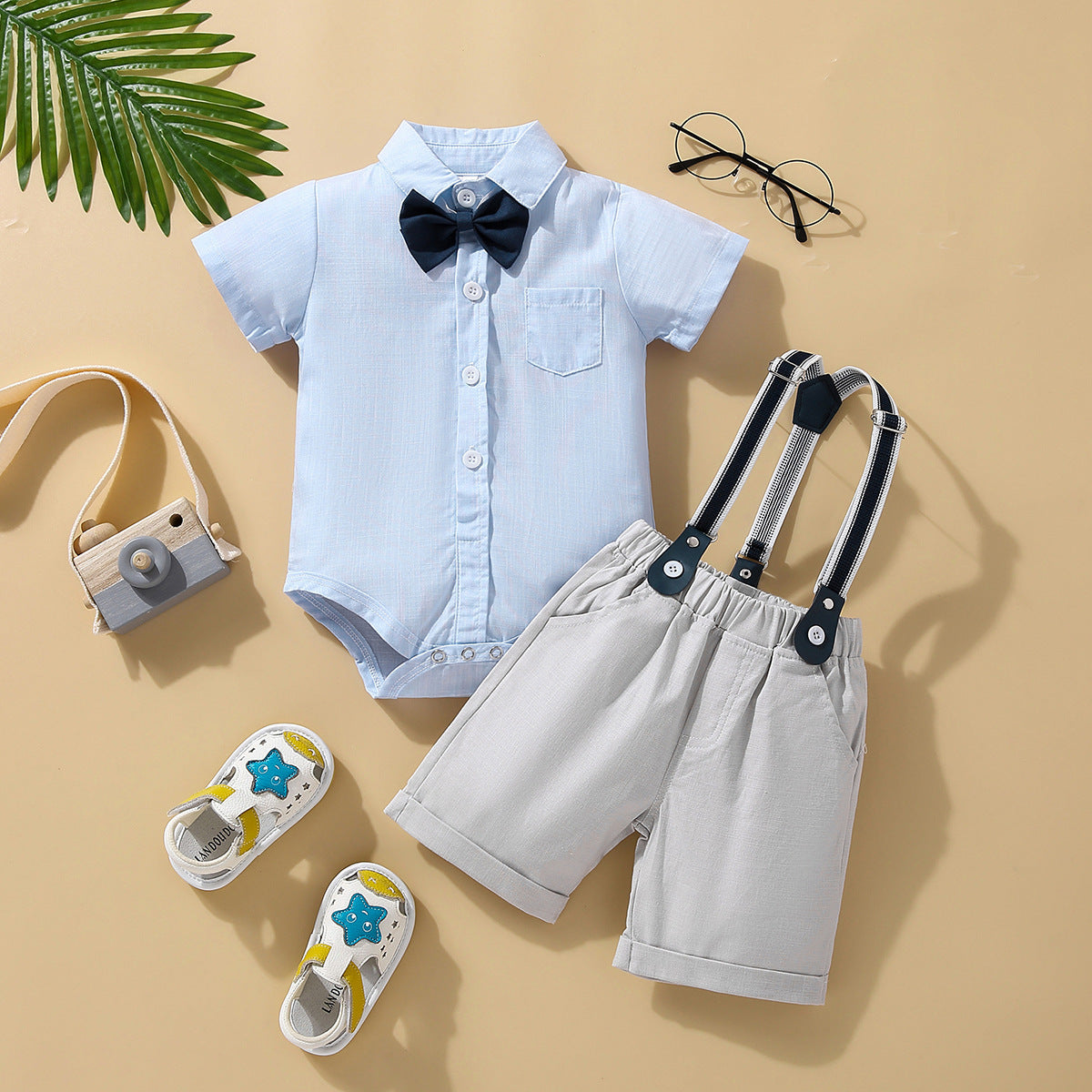 Children's Summer Clothing Short Sleeve Rompers Suspender Shorts Gentleman Suit