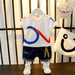 Summer Letter Lapel Short Sleeve Two-piece Suit