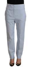 Light Blue High Waist Cotton Tapered Trouser Pants