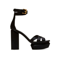 Black Silk Platform Sandals
